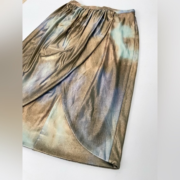 Le Superbe Take it easy Metallic Slit Multicolor Tie dye Skirt Oil Spill S - Picture 4 of 9